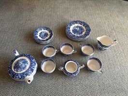 Teeservice blau weiss Keramik gebraucht guter Zustand
