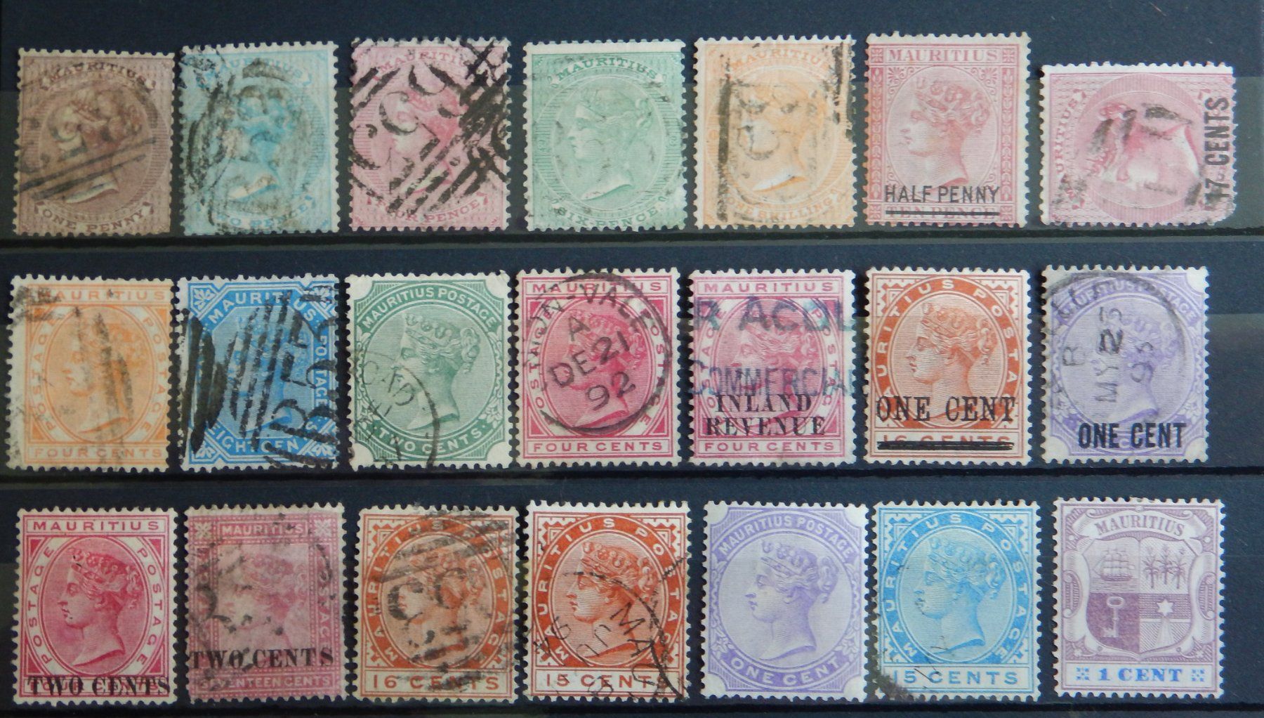 Tutti i francobolli: Mauritius ex. Kat. 27-82 */gest. 1863/95 – Usato da Zürich venduto da Muehlekauf