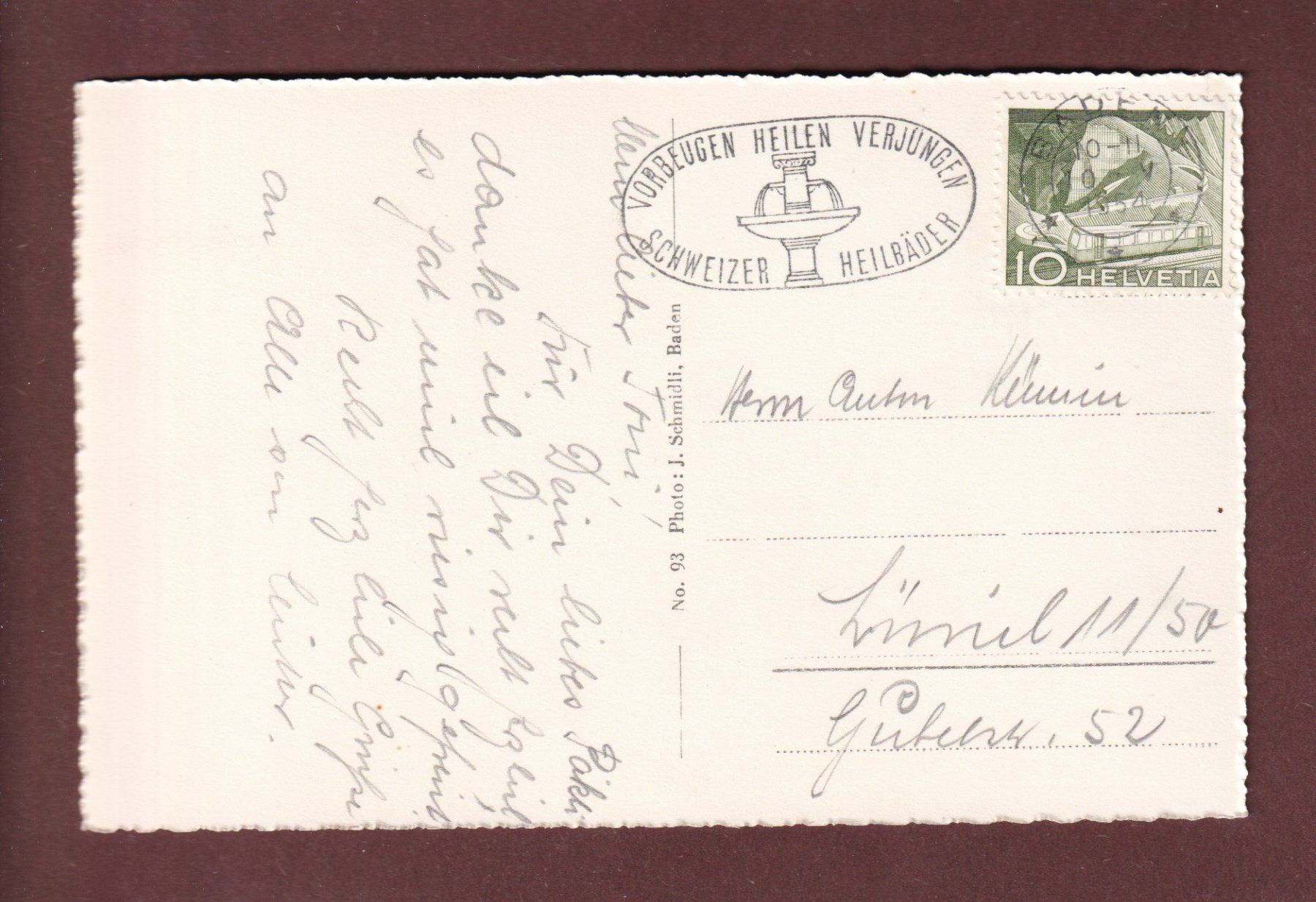 Cartoline postali: BADEN - 1954 – Usato da Pully venduto da nicecards-shop 1