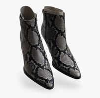 Ankle Boots Snake Print leather Size 39 Side Zip Heel