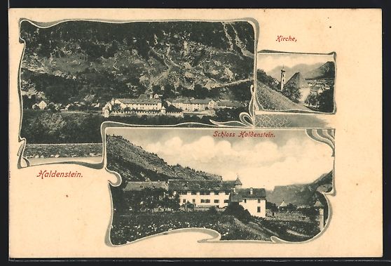 Cartoline postali: Haldenstein, Kirche, Schloss, Ortsansich – Usato da Berlin venduto da bartko-reher
