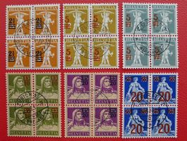 1921, Nr.149-151 Viererblöcke mit Zentrumsstempel, 300.-