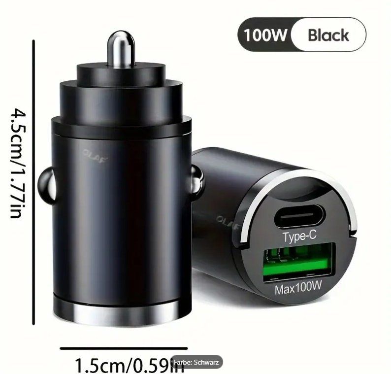 Caricabatterie: Mini 100W PD QC Schnelllade USB-Auto Ladegerät – Nuovo (secondo la descrizione) da Nidau venduto da EXP40 3
