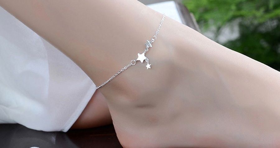 Bracciali & Braccialetti: silber fusskette mit sternen – Nuovo e nell'imballaggio originale da St. Gallen venduto da yatoot26