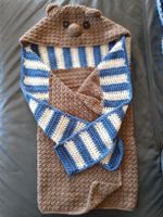 Handgemachte Babydecke Bärchen Braun/Blau - Kuschelig & Warm