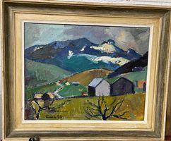 Original Ölgemälde Liner 1950 Landschaft Atelieraussicht