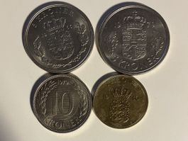 Dänemark Münzen Set, verschiedene Jahrgänge, Top Zustand