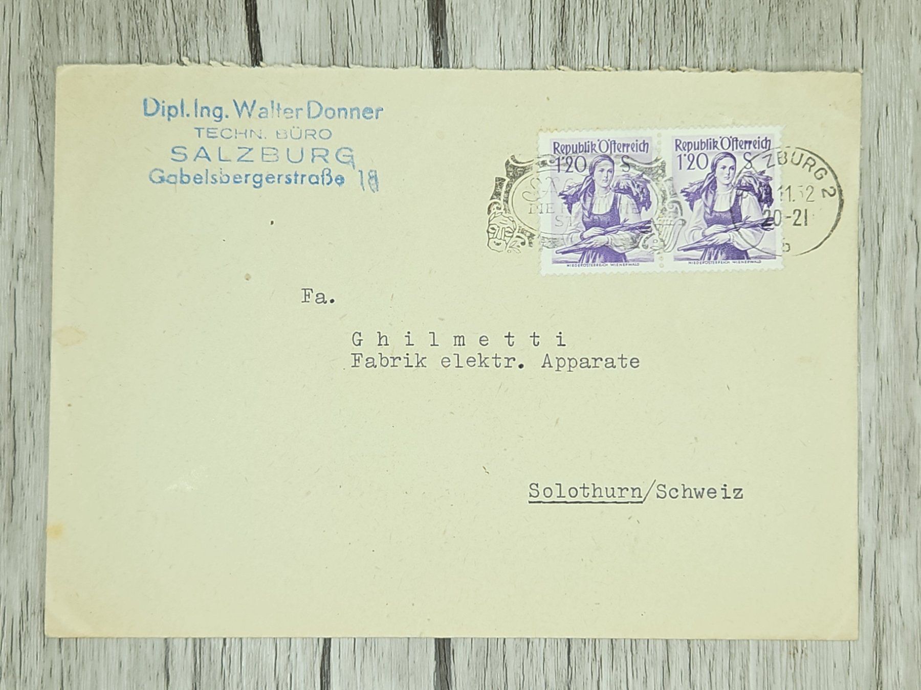 Tutti i francobolli: CL14 Enveloppe + Timbre Autriche 1952 – Usato da Cousset venduto da Patrick_Collections