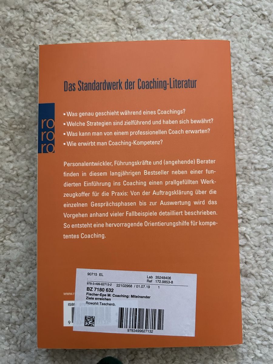 Libri: Coaching: Miteinander Ziele erreichen - Fischer-Epe – Usato da Zürich venduto da wipiga 1