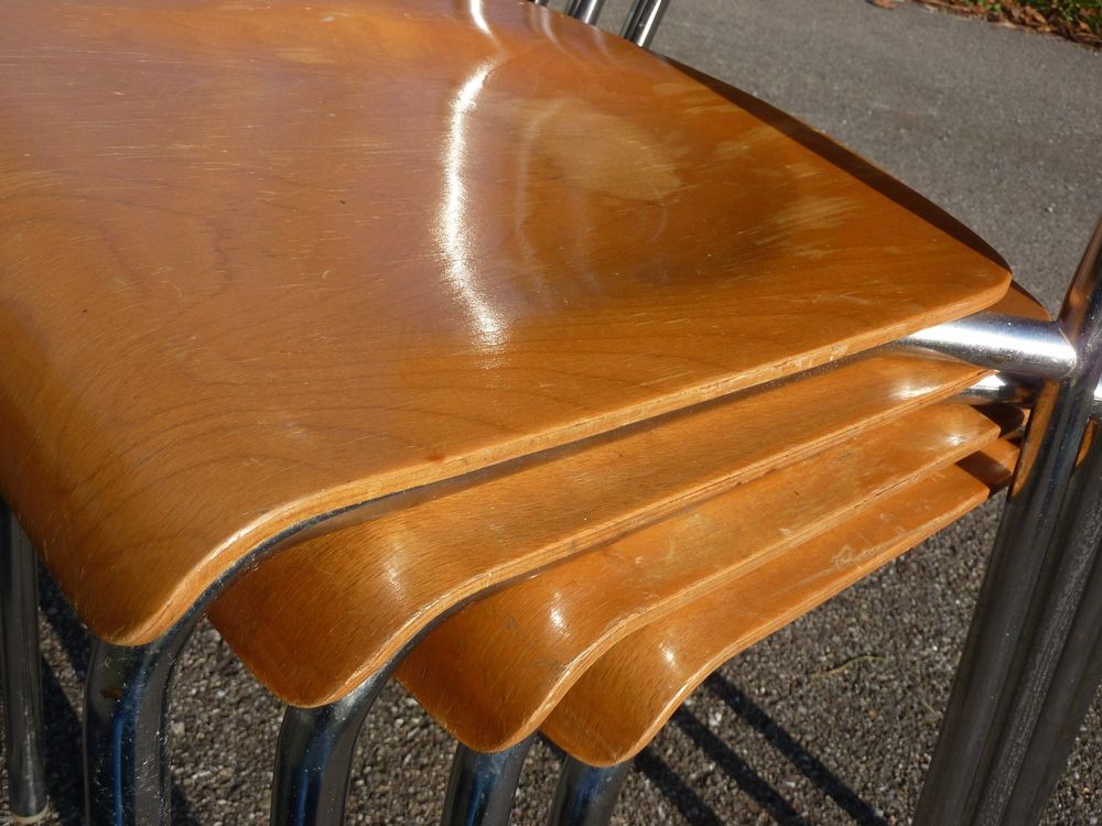 4 Stühle Holzstühle Stapelstühle Seminarstühle stapelbar 7