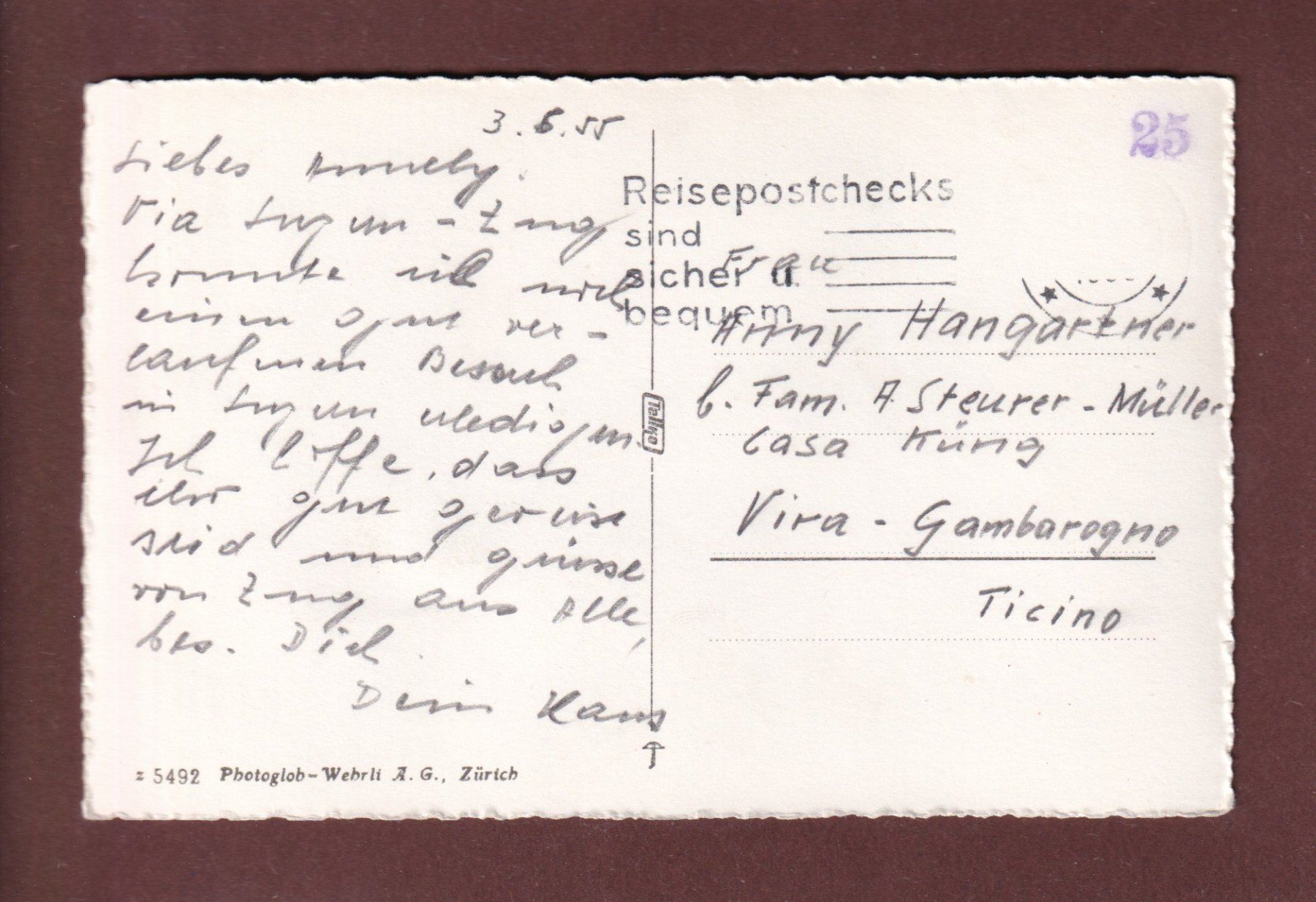 Cartoline postali: GOTTHARDBAHN - Nördliche Seite - 1955 – Usato da Pully venduto da nicecards-shop 1