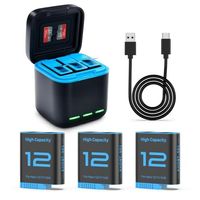 GoPro Hero 9–12 Akku-Set mit Ladegerät, 3 Akkus
