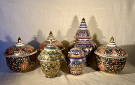 Superbe Ensemble Bols à Riz Thaïlandais Porcelaine Benjarong