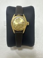 Tudor Princess OysterDate Gelbgold mit Leder Band