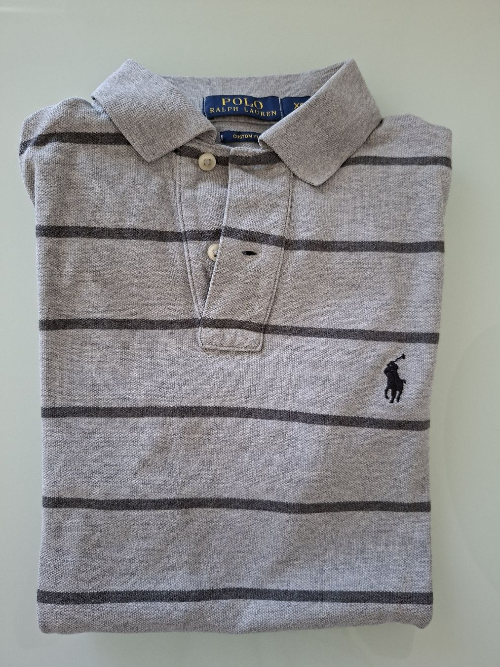 Ralph Lauren Magliette Polo: Polo en maille gris clair a rayures foncees, – Usato da Renens VD venduto da ser_j2fn