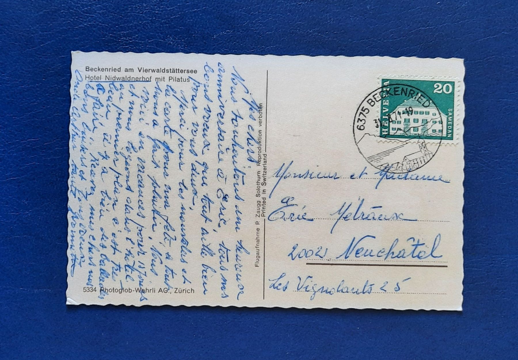 Cartoline postali: Ansichtskarte Beckenried, gest. 1974 – Usato da Marly venduto da neu-adlerauge65 1