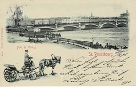 ST. PETERSBOURG mit Pont de Nicolas gel. 1898!
