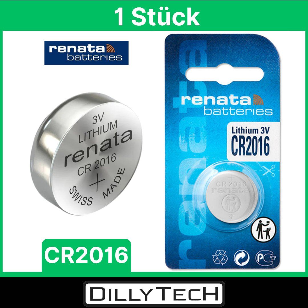 Caricatori & Batterie: Renata CR2016 Lithium Knopfzellenbatterie - 1 Stk. – Nuovo e nell'imballaggio originale da Meilen venduto da DillyTecH