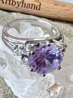 Vintage Silberring 925 · grosser violetter Zirkonia · Gr. 60