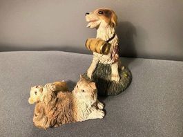 ❗AKTION 7.- Fr.!!❗Katze + Hund Kunstharz bem. Pst. Bauernhof