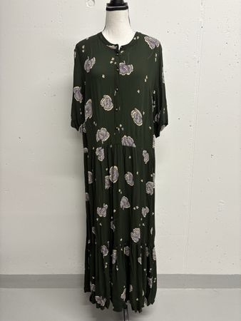 Minimum Kleid grün gemustert Gr. 40 Viskose Maxikleid