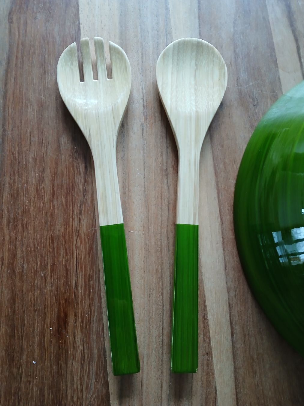 Schalen: Handcrafted Bamboo Salad Bowl with Serving Set - Green – Gebraucht aus Dübendorf von LoRi-2026 3