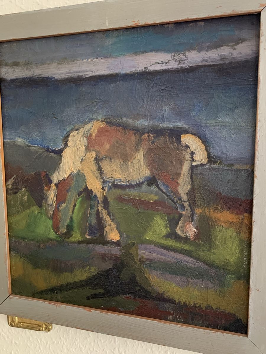 Dipinti: Très joli tableau, expressionniste, représentant un cheval, – Usato da Lausanne venduto da Nugget.Vintage 3