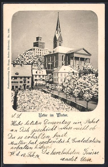 Cartes postales: AK Uster, Teilansicht im Winter, 1905 – D'occasion à Berlin par bartko-reher
