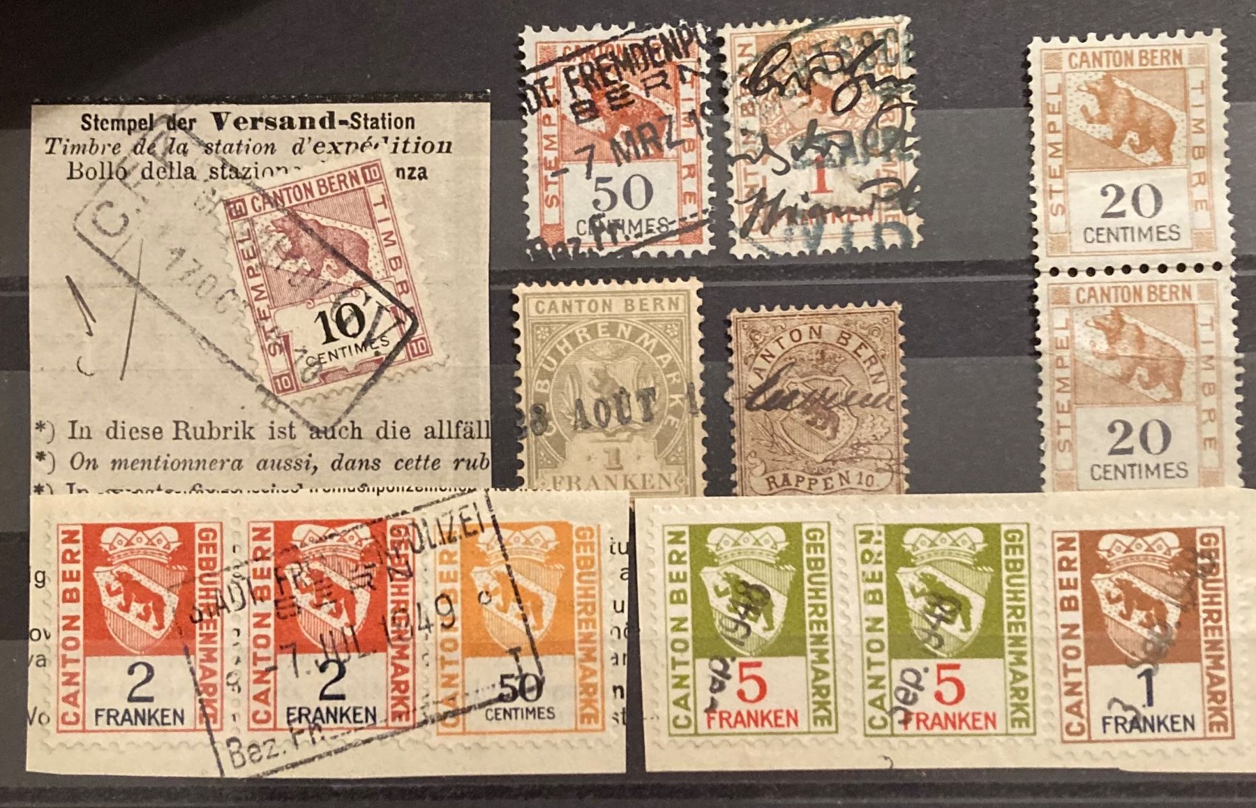 Alle Briefmarken: Fiskalmarken / Gebührenmarken Kanton Bern BE – Gebraucht aus Hunzenschwil von zibu88
