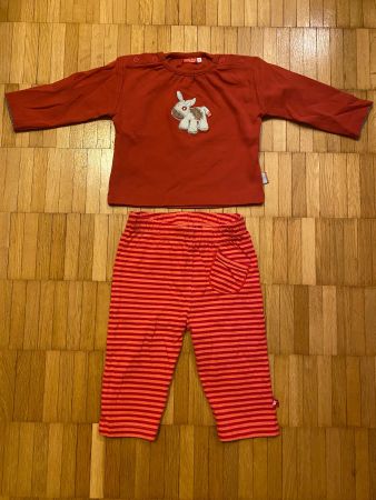 Ducky Beau Baby Set Gr 68 Langarmshirt Esel und Leggings rot