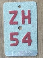 ZH 54 - VELONUMMER - FAHRRADSCHILD - PLAQUE DE VELO - ZH 54