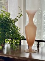 🌸 Vintage Opalin Glas Vase Rosa/Lachs 23 cm, Opaline Stil