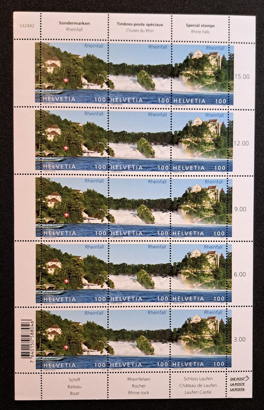 Tutti i francobolli: Rheinfall SBK 1540 - 1542 Bogen postfrisch – Usato da Unterägeri venduto da PhilatelieStudiger