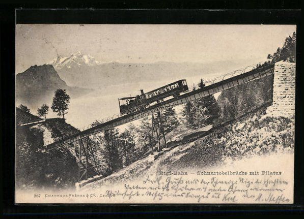 Cartoline postali: Rigi-Bahn auf der Schnurtobelbrücke mit – Usato da Berlin venduto da bartko-reher