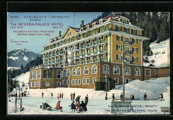 Cartoline postali: AK Adelboden, Nevada-Palace Hotel – Usato da Berlin venduto da bartko-reher