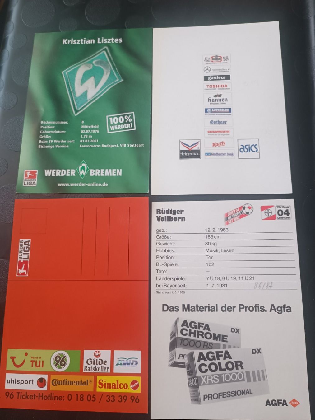 Autografi: Bundesliga - 4 signierte Autogrammkarten - Set – Usato da Menziken venduto da Artographs 1