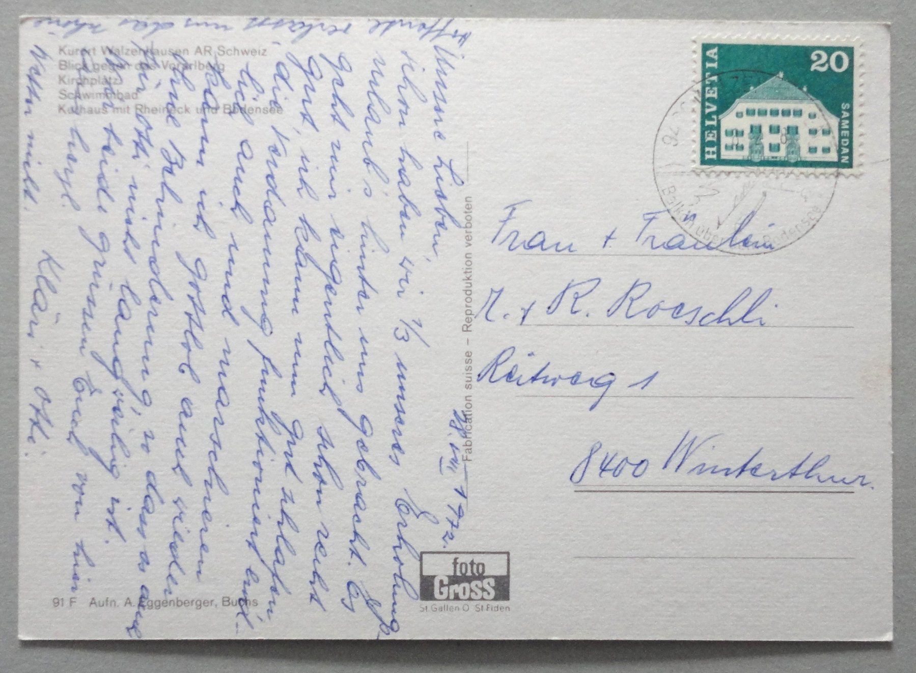 Cartoline postali: Kurort Walzenhausen AR – Usato da Fétigny venduto da Billy2miny 1