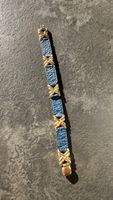 Bracelet vintage en cuir bleu et métal doré chic ✨ plaqué or