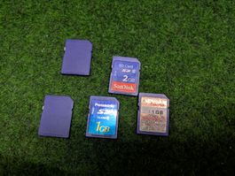 Speicherkarten 2GB 1GB SanDisk Panasonic hama 5 Stk