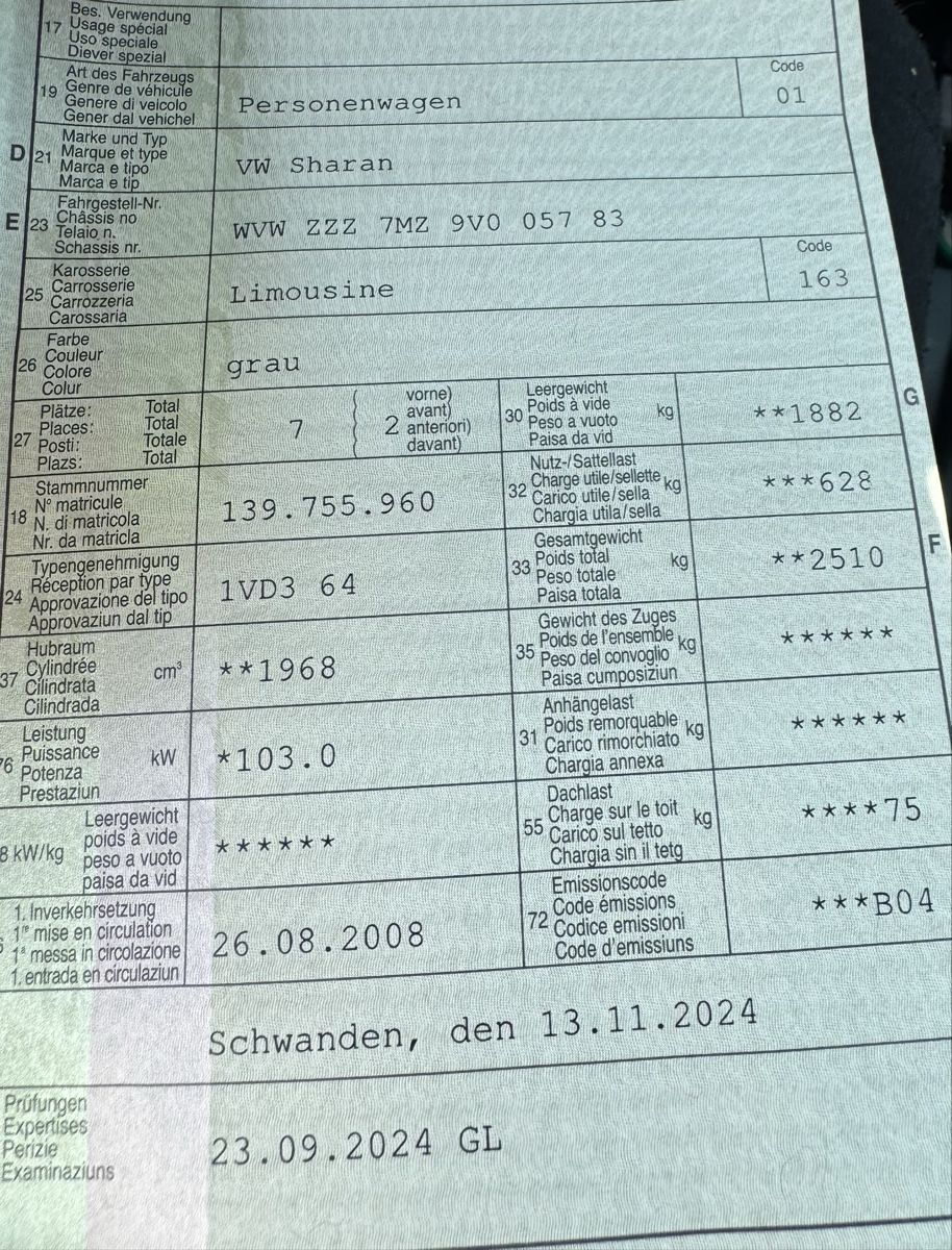 VW Automobili: VW Sharan 2.0 TDI 2008 – Usato da Rapperswil SG venduto da Bato1977 5