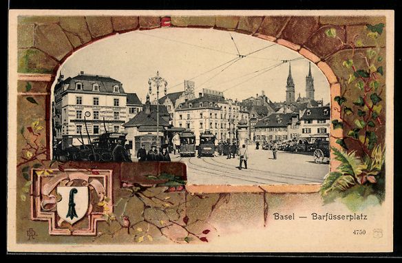 Cartoline postali: Passepartout-Lithographie Basel, Strasse – Usato da Berlin venduto da bartko-reher