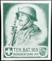 Soldatenmarke 2.WK, Ter Bat 169, grün, geschn, Wi Ter 320-2