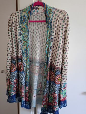 Cardigan Johnny Was fleuri, cachemire et coton, taille L