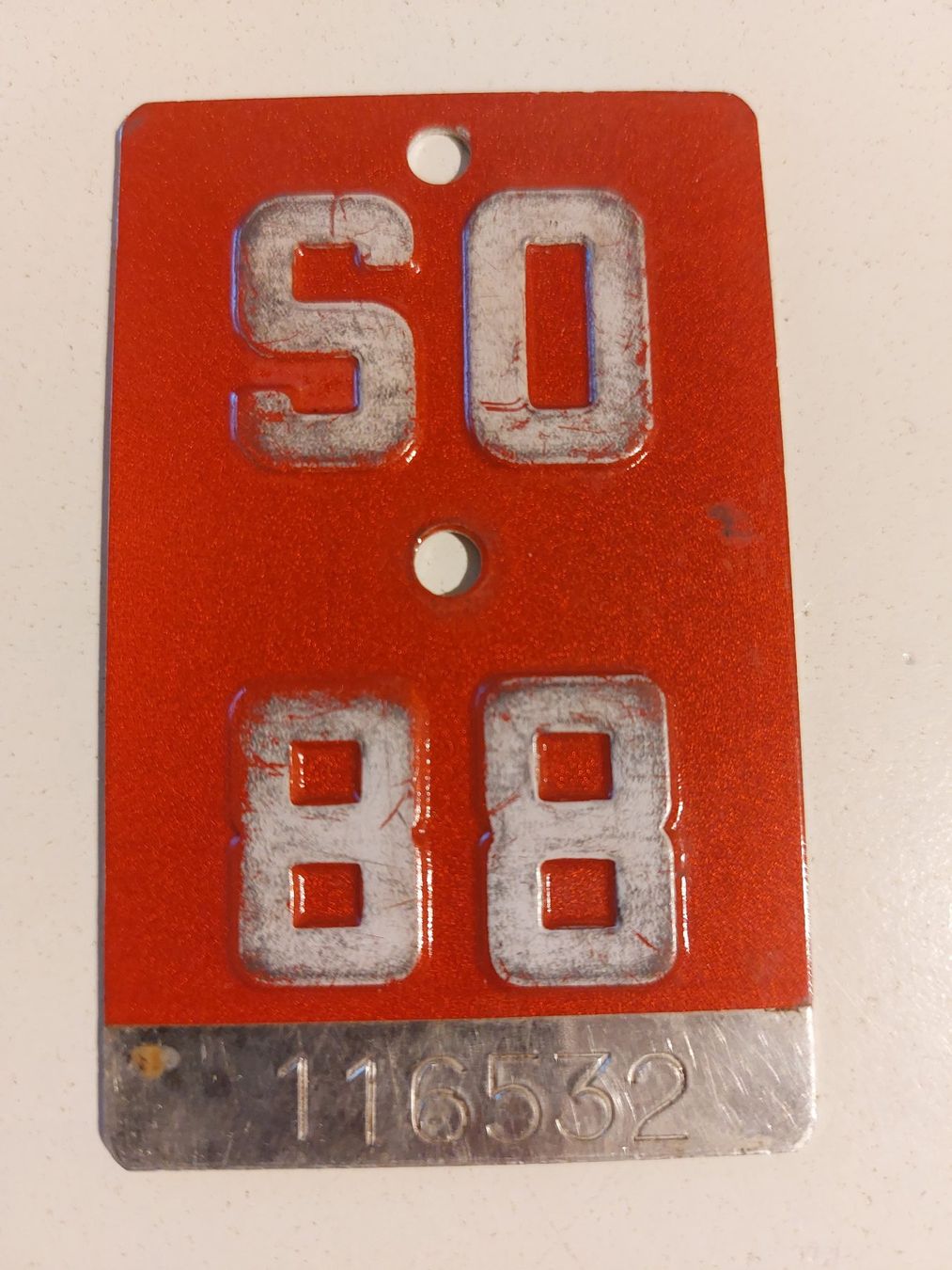 Sachs Insegne: Velonummer SO 88 plaque Velo – Usato da Schenkon venduto da Uhu007