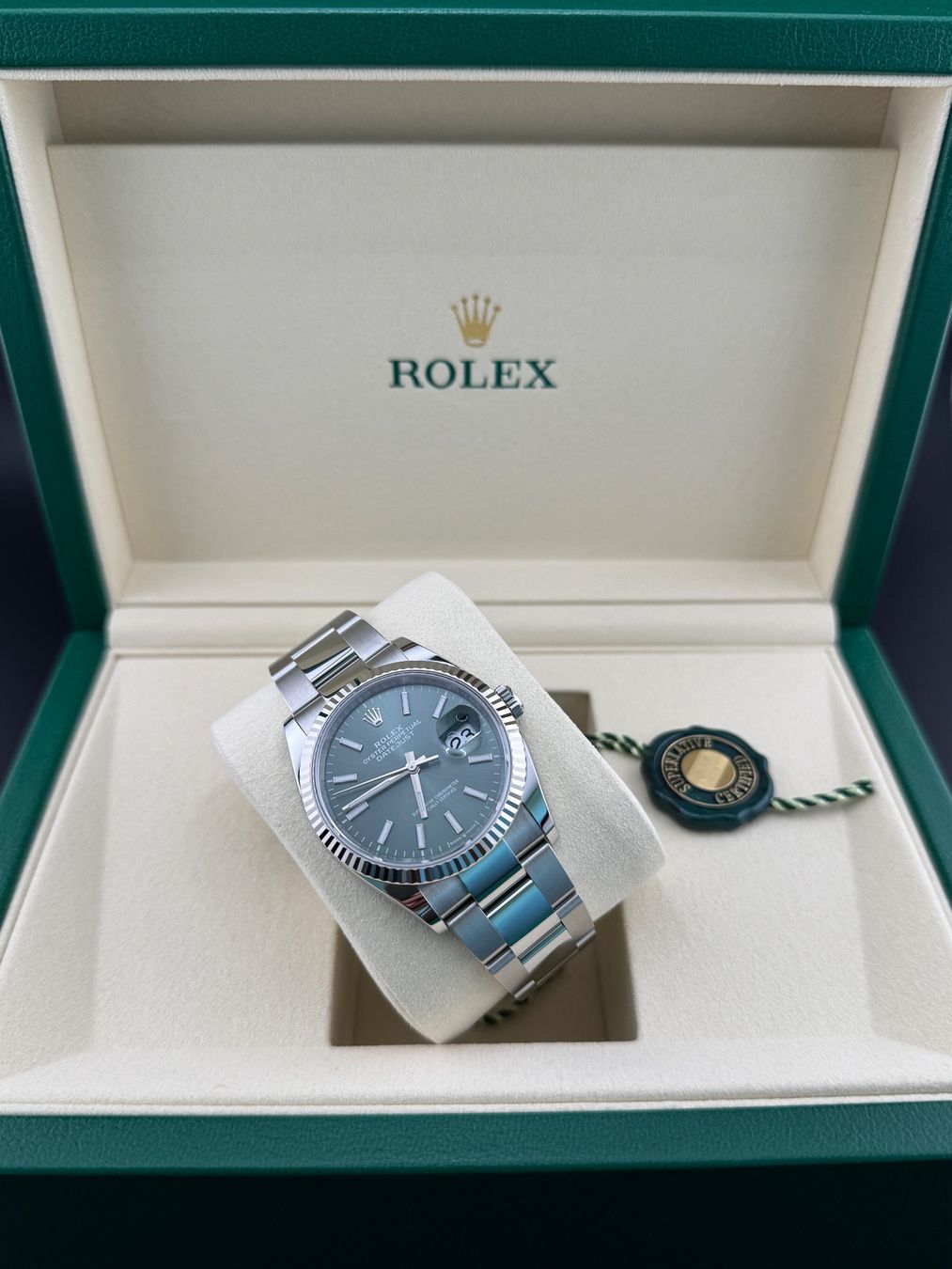 Rolex Orologi: Rolex Datejust 36 Mint Green 05.2026 Unworn – Nuovo e nell'imballaggio originale da Pfäffikon SZ venduto da Evory-Chrono 1