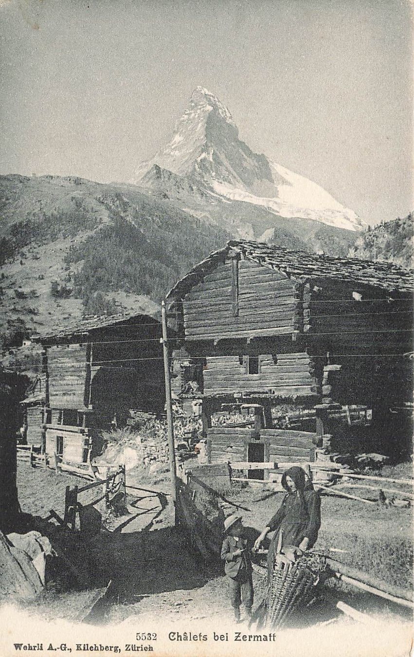 Cartoline postali: Zermatt VS Chälefs und Matterhorn – Usato da Biasca venduto da Blenio71