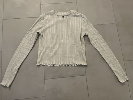 Langarmshirt beige-silber gerippt XS neu