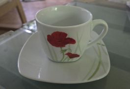 Kaffeetasse mit Untertasse Mohnblumen 6teilig