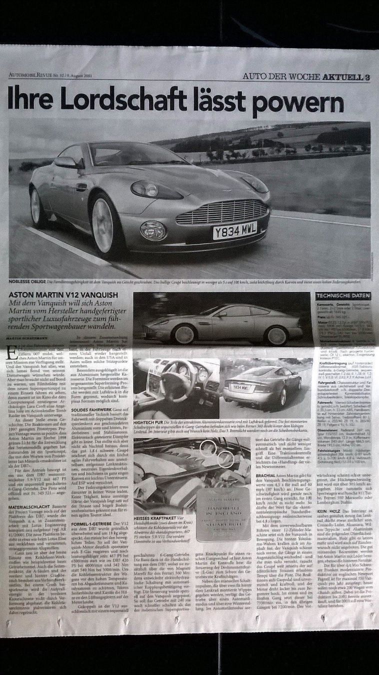 Libri: Bericht Aston Martin V12 Vanquish – Usato da Bern venduto da micky031