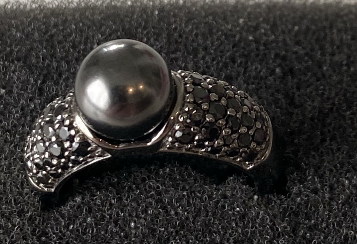 Anelli: Silber Ring  Grösse 53/54 mit schwarzen Steinen + Perle  – Nuovo (secondo la descrizione) da Engelburg venduto da Lallylala 4